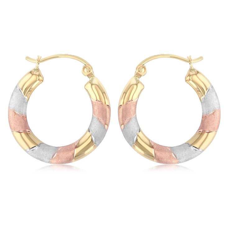 14K Gold Diamond Cut Hoops