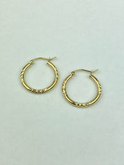 14K Gold Diamond Cut Hoops