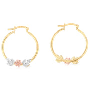 14K Gold Flower Hoops