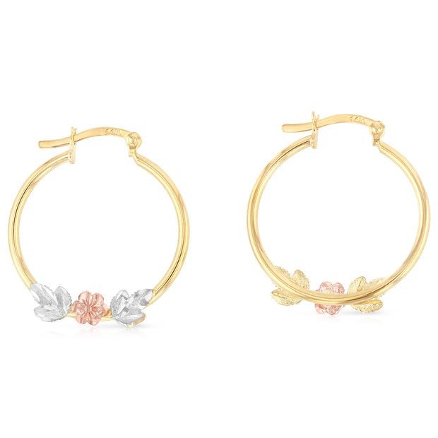 14K Gold Flower Hoops