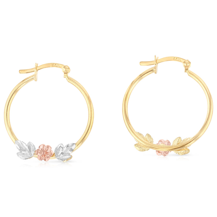 14K Gold Flower Hoops