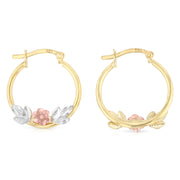 14K Gold Flower Hoops