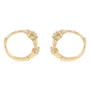 14K Gold CZ Stone Huggie Hoops