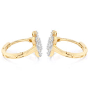 14K Gold CZ Stone Huggie Hoops