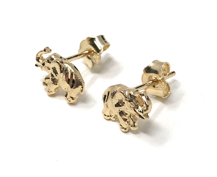 14K Gold Elephant Studs