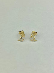 14K Gold Dragon Post Push Back Earrings