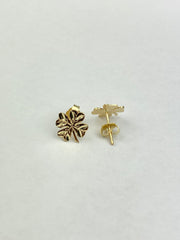 14K Gold Clover Post Earrings