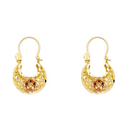 14K Gold Flower Basket Earrings