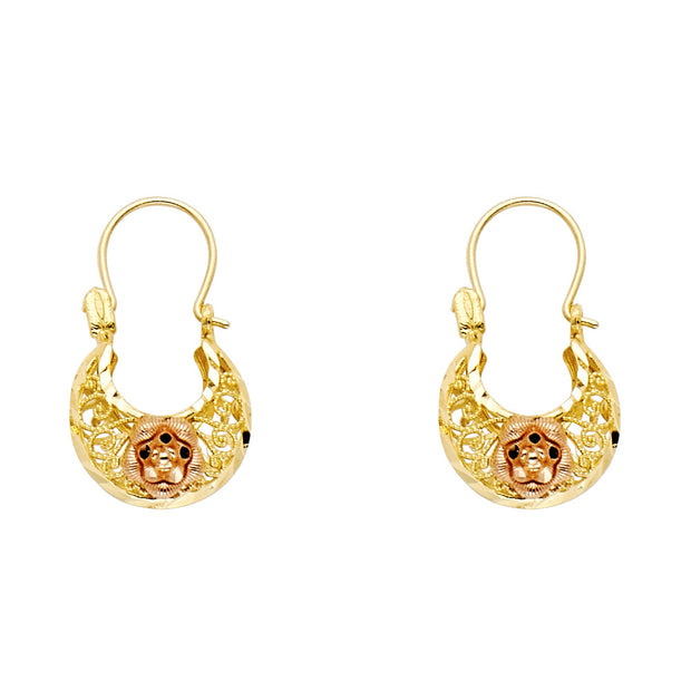 14K Gold Flower Basket Earrings