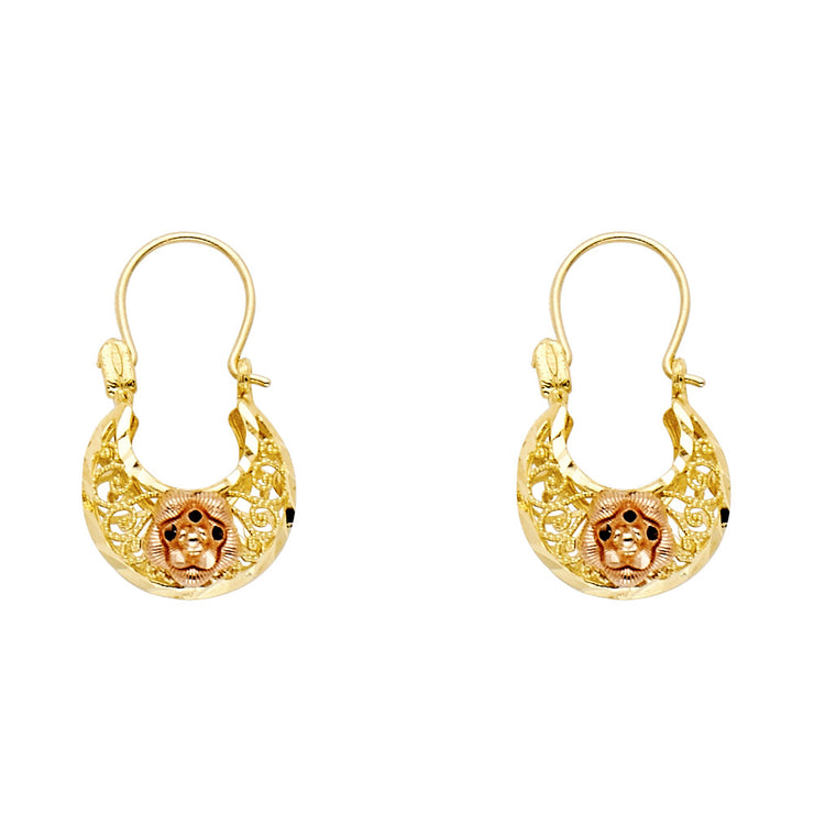 14K Gold Flower Basket Earrings