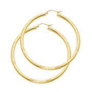 14K Gold 3mm Diamond Cut Hoops