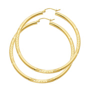 14K Gold 3mm Diamond Cut Hoops