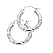 14K Gold 3mm Diamond Cut Hoops