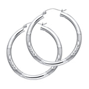 14K Gold 3mm Diamond Cut Hoops