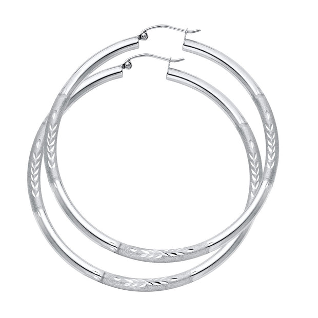 14K Gold 3mm Diamond Cut Hoops