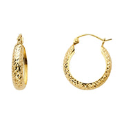 14K Gold Full Diamond Cut Half Dome Hoops