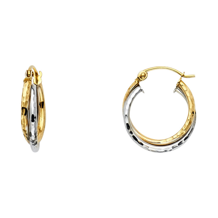 14K Gold 3 Line Braided Hoops