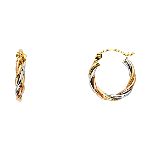14K Gold 3 Line Braided Hoops