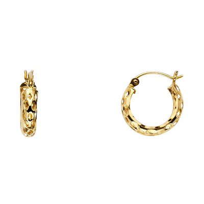 14K Gold Perforated Hoops