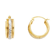 14K Gold Diamond Cut Stamp Huggie Hoops