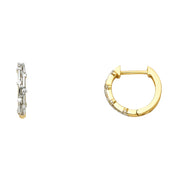 14K Gold CZ Stone Huggie Hoops