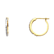 14K Gold CZ Stone Huggie Hoops