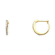 14K Gold CZ Stone Huggie Hoops