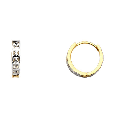 14K Gold CZ Stone Huggie Hoops