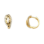 14K Gold CZ Stone Huggie Hoops