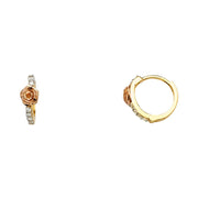 14K Gold CZ Stone Huggie Hoops