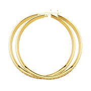 14K Gold RD CZ Stone Channel Hoops