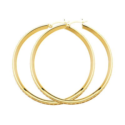 14K Gold RD CZ Stone Channel Hoops