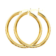 14K Gold RD CZ Stone Channel Hoops