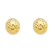 14K Gold Full Diamond Cut Ball Studs