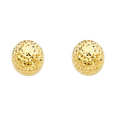 14K Gold Full Diamond Cut Ball Studs