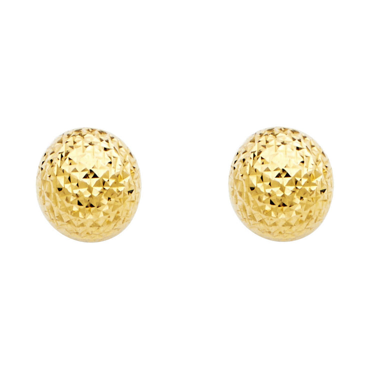 14K Gold Full Diamond Cut Ball Studs