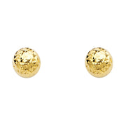 14K Gold Full Diamond Cut Ball Studs