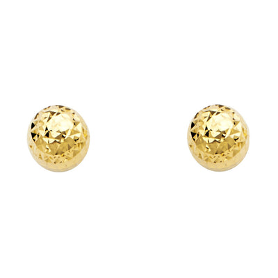 14K Gold Full Diamond Cut Ball Studs