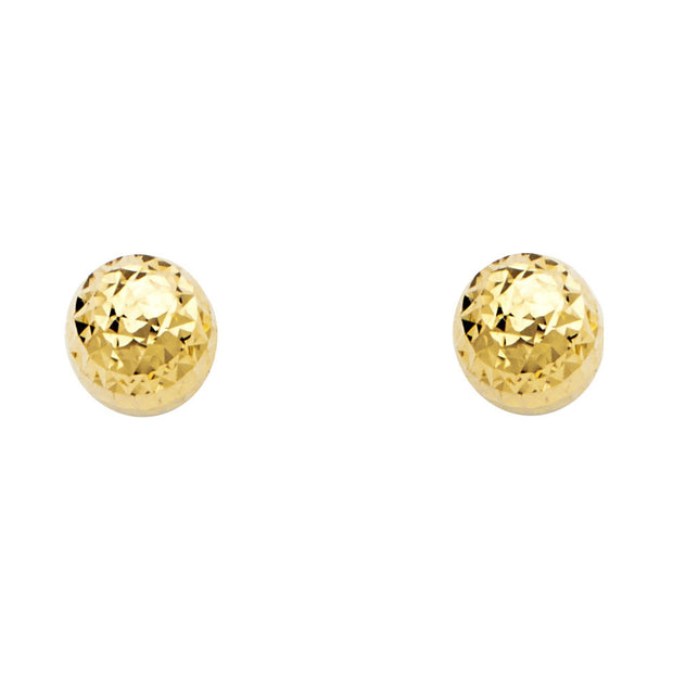 14K Gold Full Diamond Cut Ball Studs