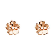 14K Pink Rose Gold Gold CZ Stone Flower Studs