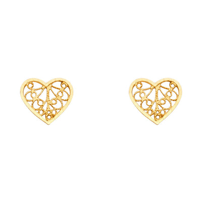 14K Gold Heart Post Earrings