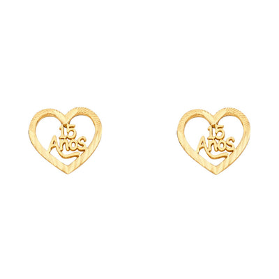 14K Gold Quinceanera 15 Years Post Earrings