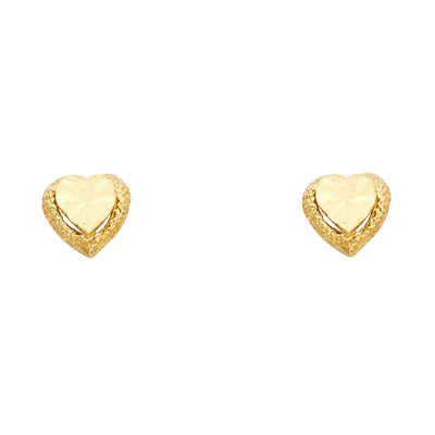 14K Gold Heart Post Earrings