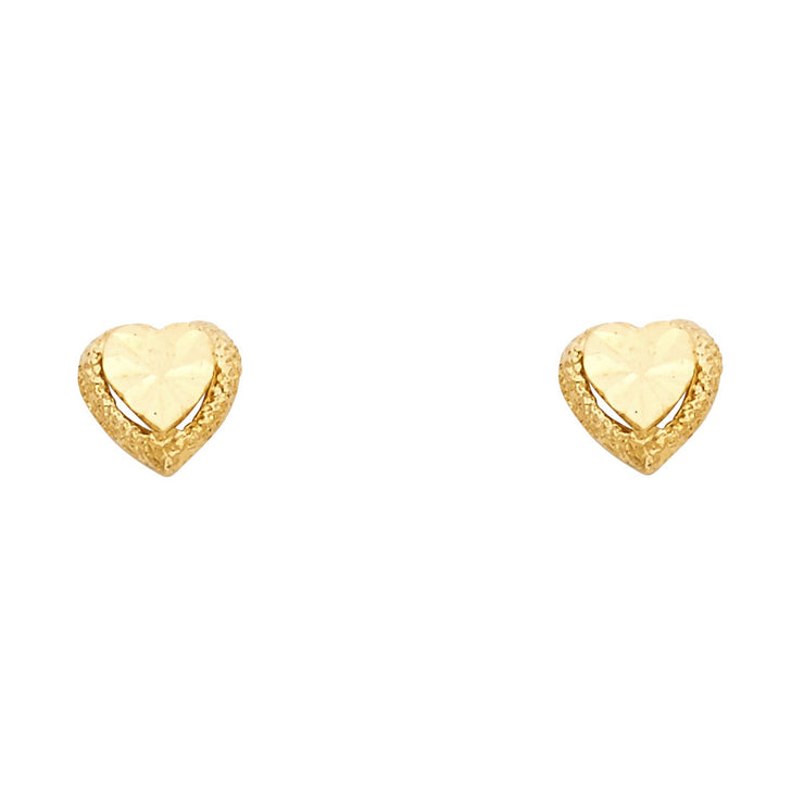 14K Gold Heart Post Earrings