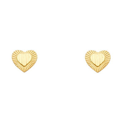 14K Gold Heart Post Earrings