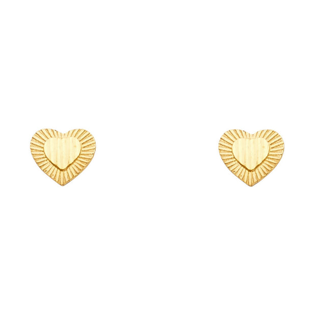 14K Gold Heart Post Earrings