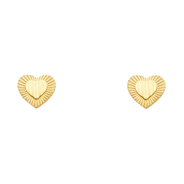 14K Gold Heart Post Earrings