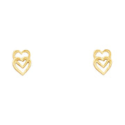 14K Gold Heart Post Earrings