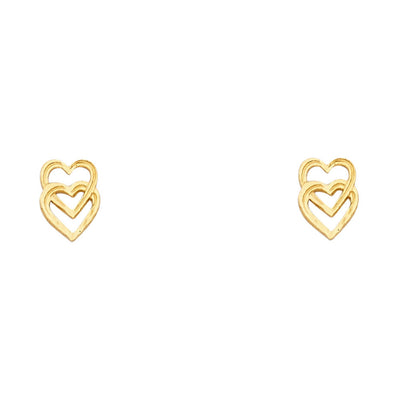 14K Gold Heart Post Earrings