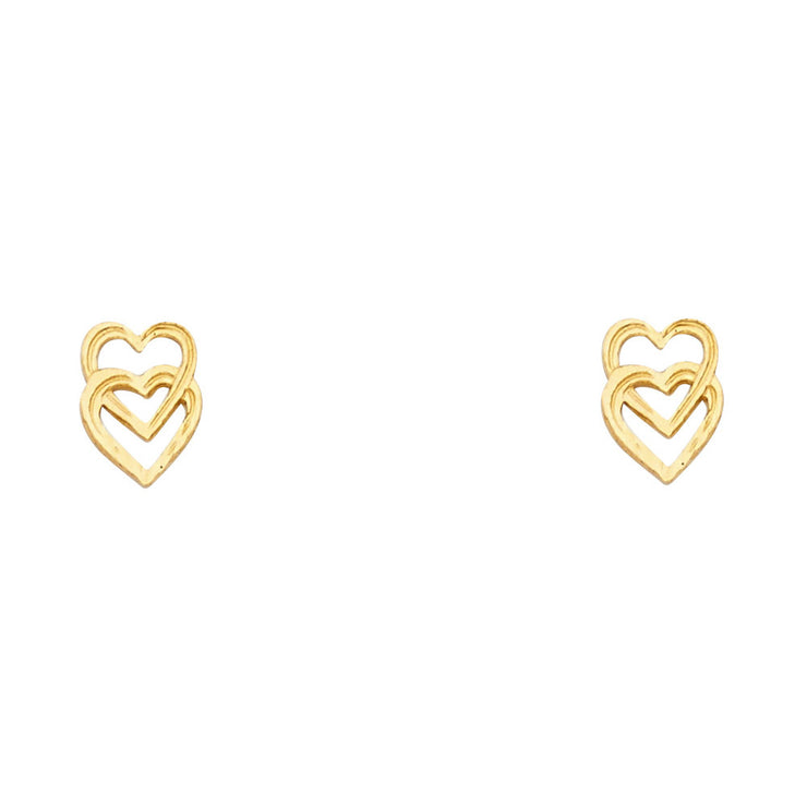 14K Gold Heart Post Earrings